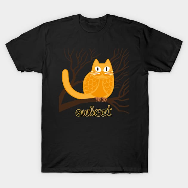 OWL CAT FUNNY T-Shirt by Lin Watchorn 